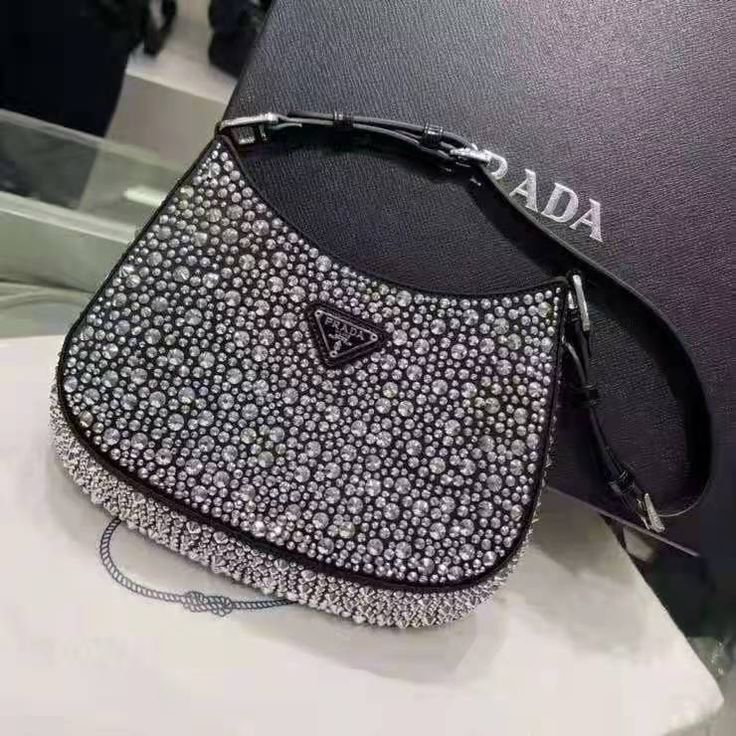 PRADA Cleo Crystal Bag - Black