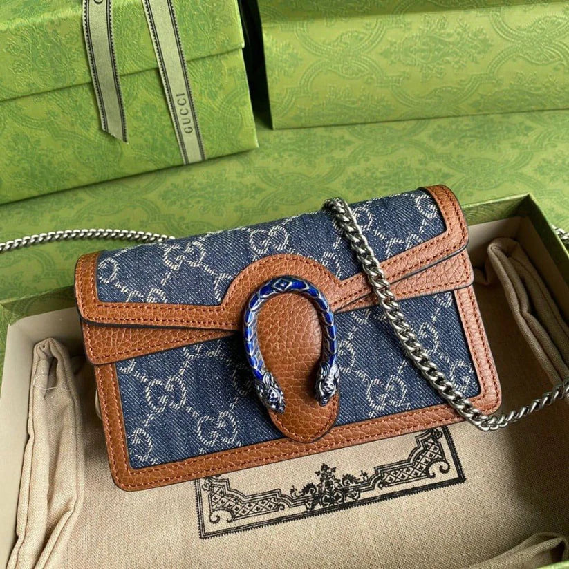 Mini Dionysus Shoulder Bag - Blue & Brown