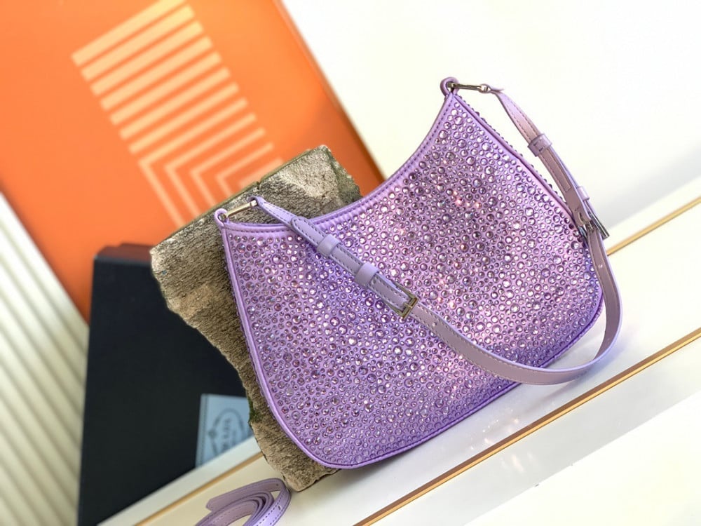 PRADA Cleo Crystal Bag - Purple