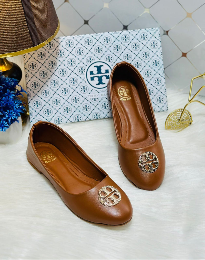 TORY BURCH Claire Ballet Flat Pumps - Brown