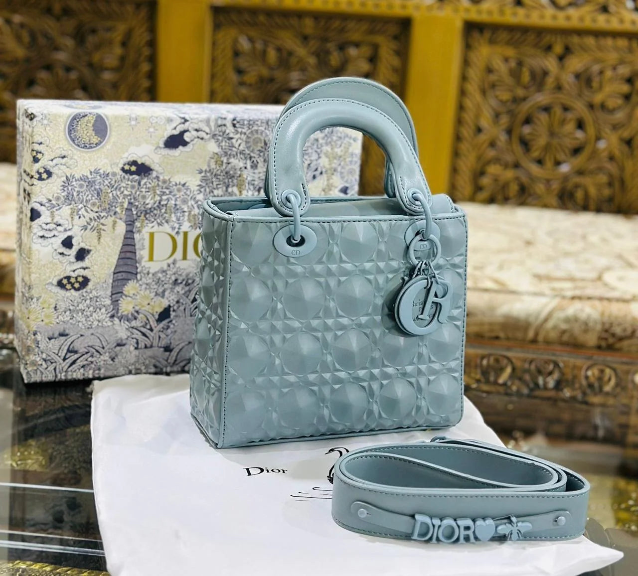 Small Lady Dior Bag - Blue