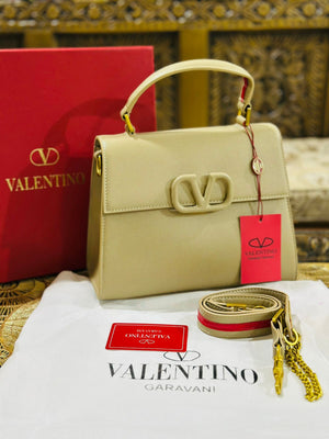 Valentino Vsling Top Handle Handbag - Beige