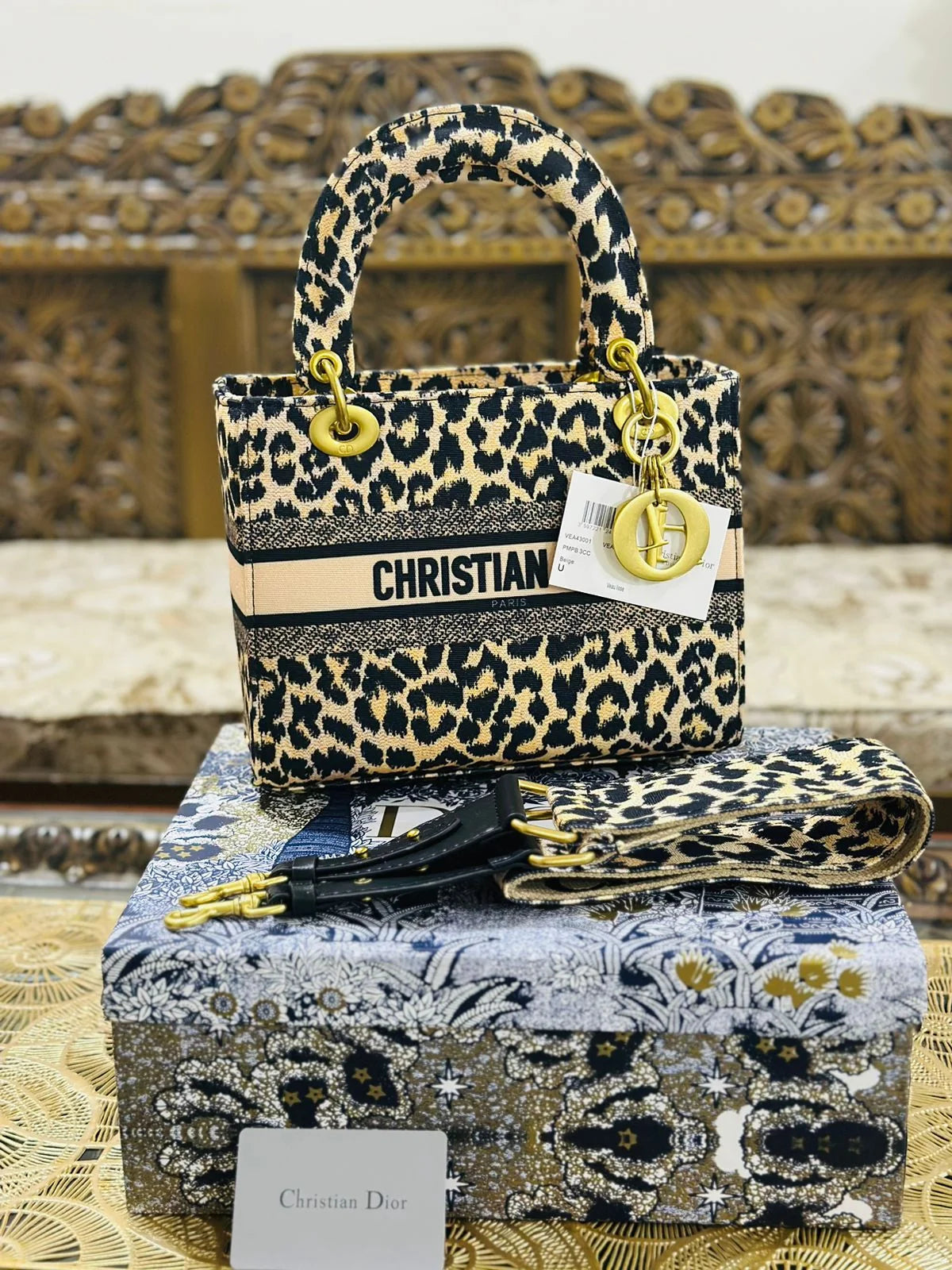 Medium Lady D-Lite Bag - Leopard