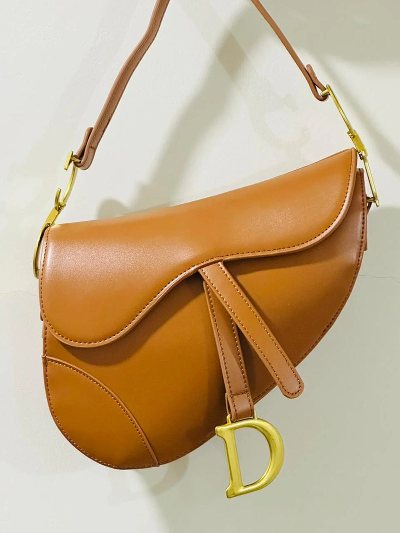 CD Saddle Bag with Strap - Brown