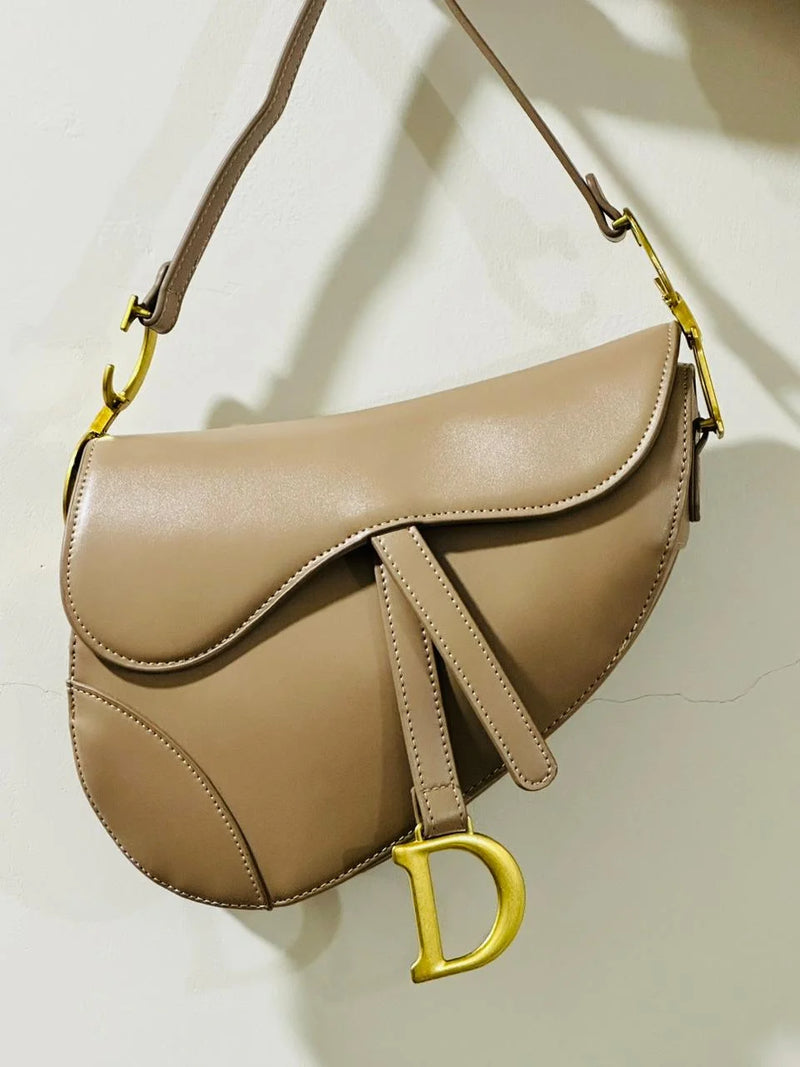 CD Saddle Bag with Strap - Beige