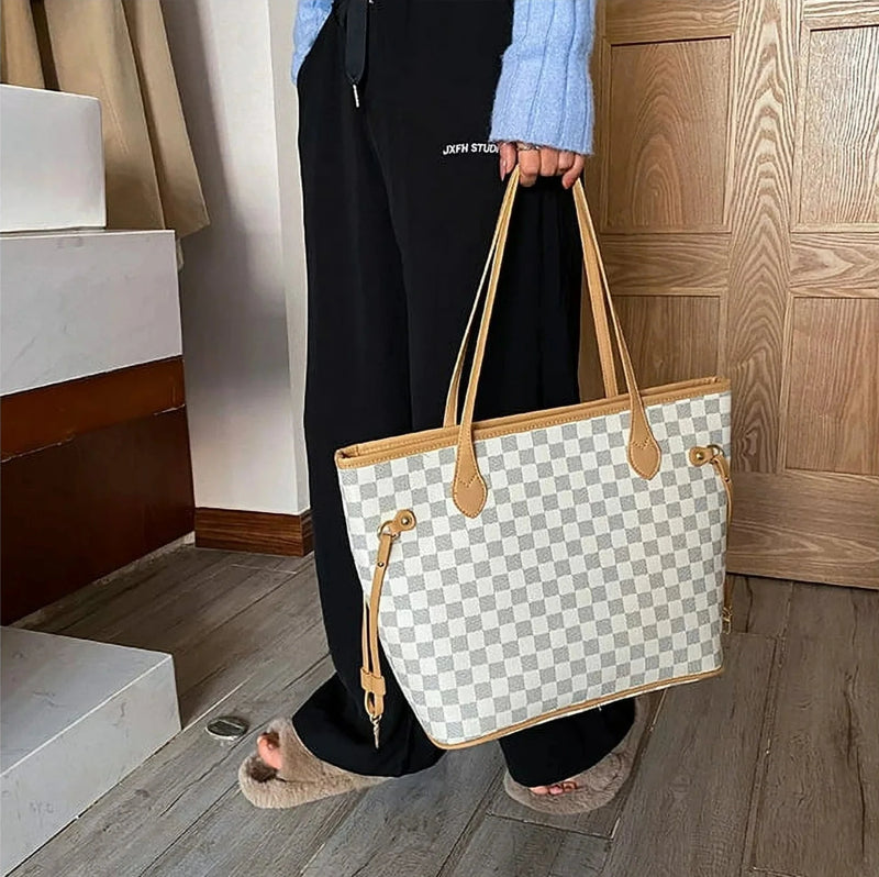 LV Neverfull MM Tote Bag - White