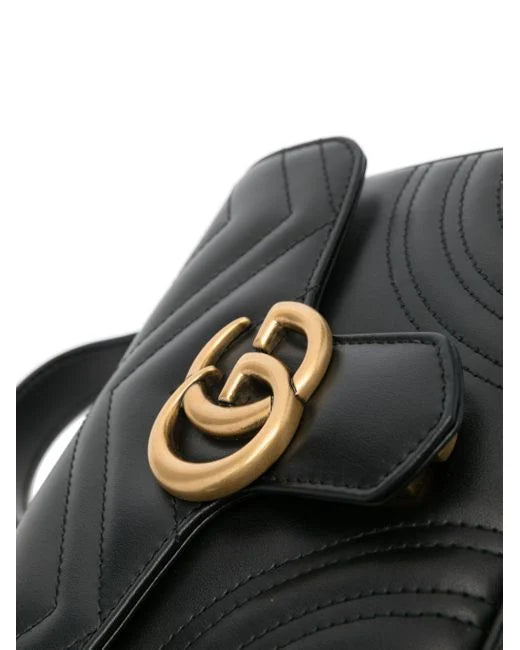 Mini GG Marmont Top-Handle Bag - Black